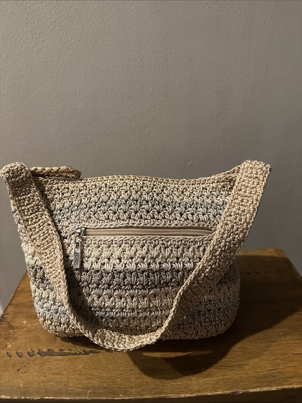 The Sak tan crocheted shoulder bag